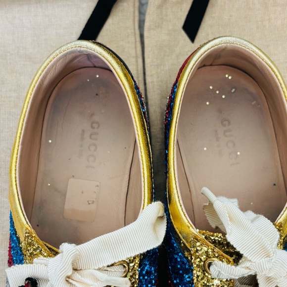 Gucci 494609 Multicolor Glitters Heart Rhinestones Sneakers Shoes w/ Dustbag/box - Picture 11 of 16